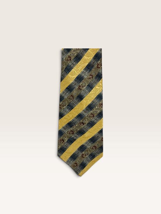 Claiborne Other - New Claiborne Silk Tie Gold Navy Floral Stripe Holiday 1996 USA NWT